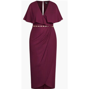 City Chic dress Enchantment Maxi burgundy size XS 14 DEFECT